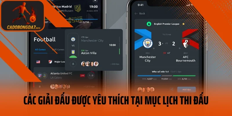 Các giải đấu được yêu thích tại mục lịch thi đấu